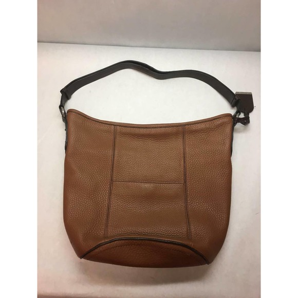 COLE HAAN Brown LEATHER Bucket HOBO Handbag WOODBURY B40619 Two TONE
